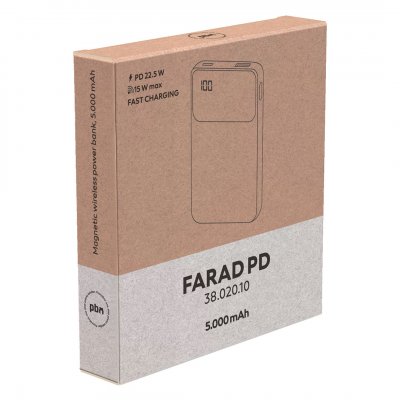 FARAD PD, pomoćna baterija sa magnetom, 5.000 mah, bežično punjenje, 15w, crna