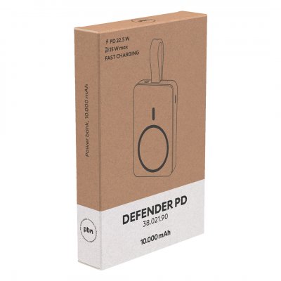 DEFENDER PD, pomoćna baterija sa magnetom, 10.000 mah, bežično punjenje, 15w, bela