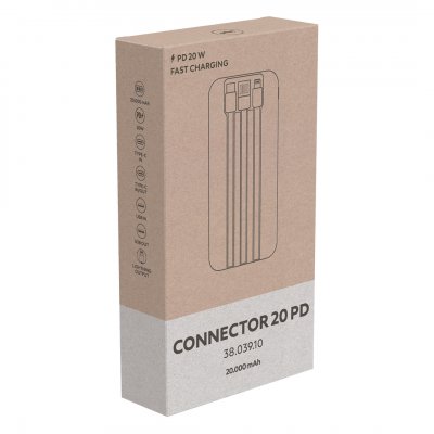 CONNECTOR 20PD, pomoćna baterija, 20.000 mah, crna