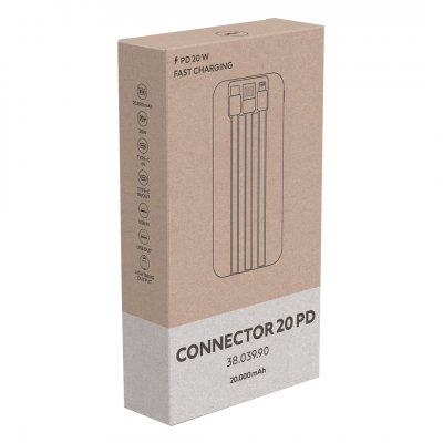 CONNECTOR 20PD, pomoćna baterija, 20.000 mah, bela